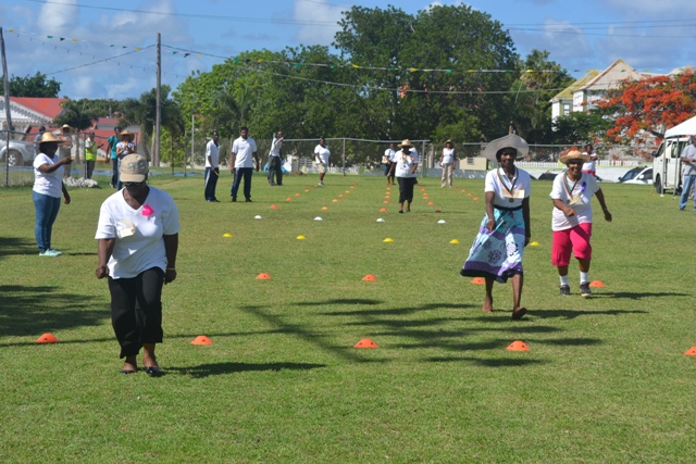 Seniors racing at the first ever Seniors Fun and Action Games hosted by the Ministry of Social Development, Senior’s Division at the Elquemedo Willet Park on October 15, 2015